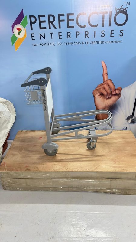 Painted MS Airport Trolley Compact Lightweight Baggage Cart Grey Finish
