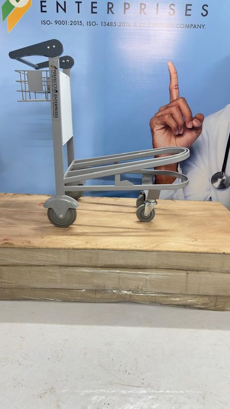Painted grey airport trolley side view